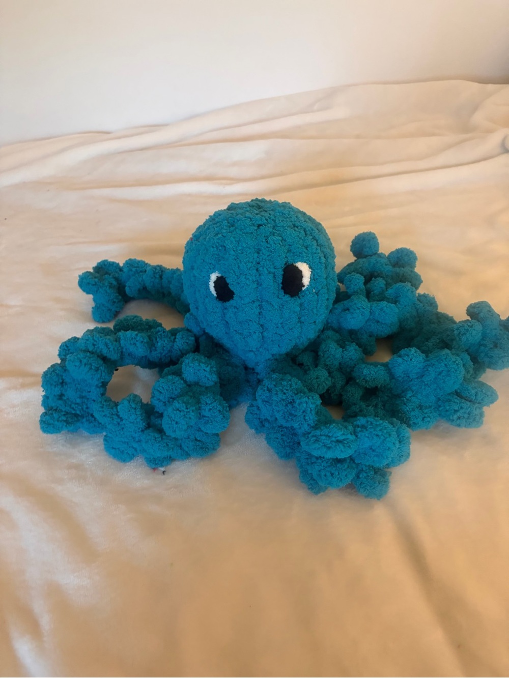 Plush Teal Hand Knit Octopus Toy